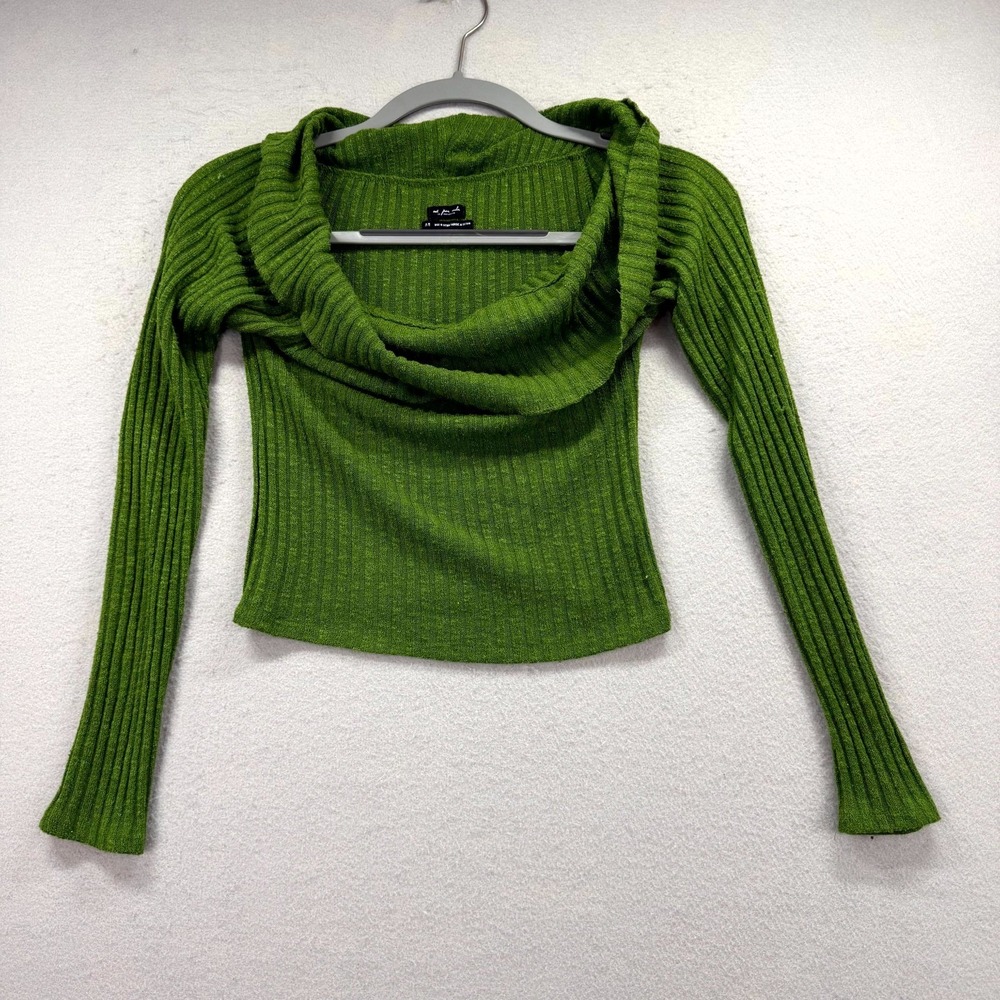 Out From Under‎ Urban Outfitters Ribbed Knit Crop Top Womens M Green Cowl Neck